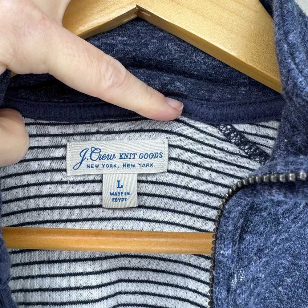 J.Crew Knit Goods Navy 1/4‎ Zip Pullover Sweater L